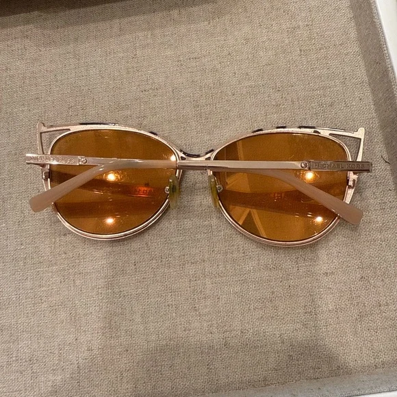 Michael Kors Gold Cat Eye Sunglasses with Yellow Lenses + Case - Picture 3 of 3